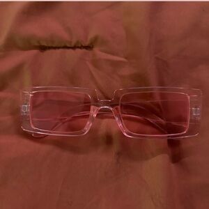 Trendy Pink Rectangular Sunglasses